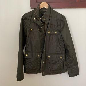 J.Crew Downtown Field Jacket classic olive green rain jacket size Small